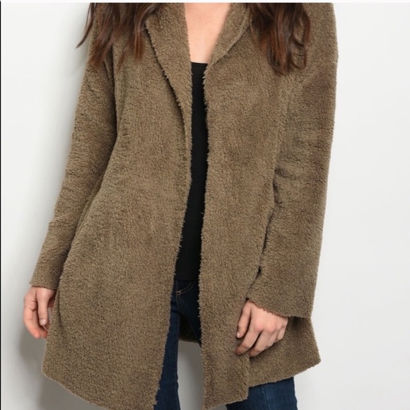 RESTOCK SHERPA FAUX FUR MOCHA- hoodie - Picture 2 of 3